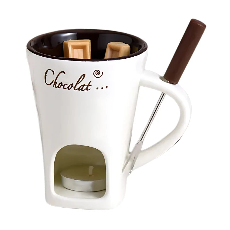 Fondue Set Tealight-Powered Ceramic Set of 2