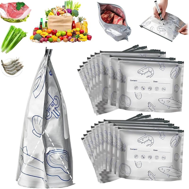 Food Storage Bags Aluminum Foil Airtight Seal & Label Area