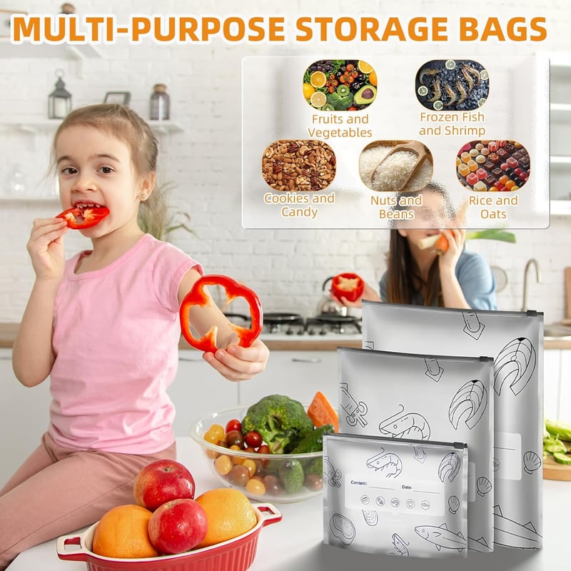Food Storage Bags Aluminum Foil Airtight Seal & Label Area