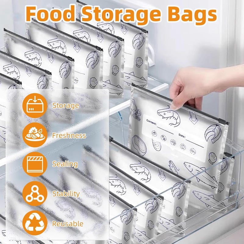 Food Storage Bags Aluminum Foil Airtight Seal & Label Area
