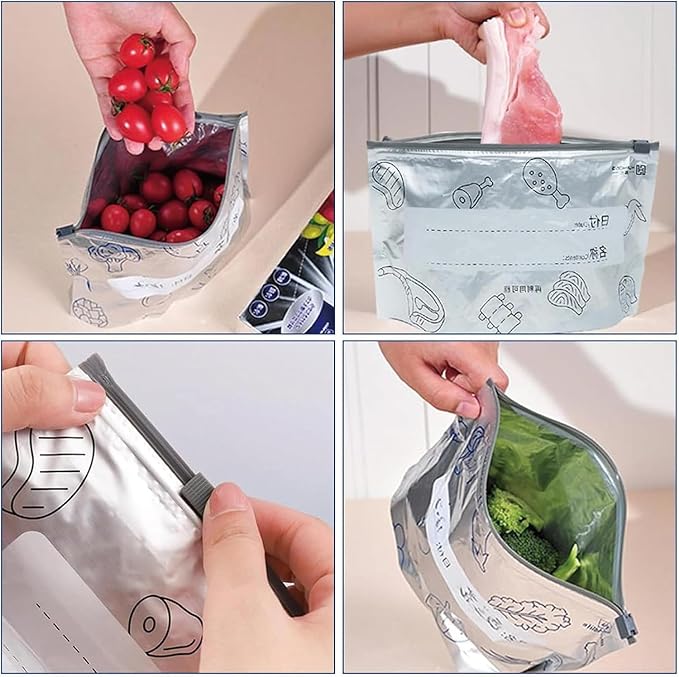 Food Storage Bags Reusable Airtight Aluminum Set of 20