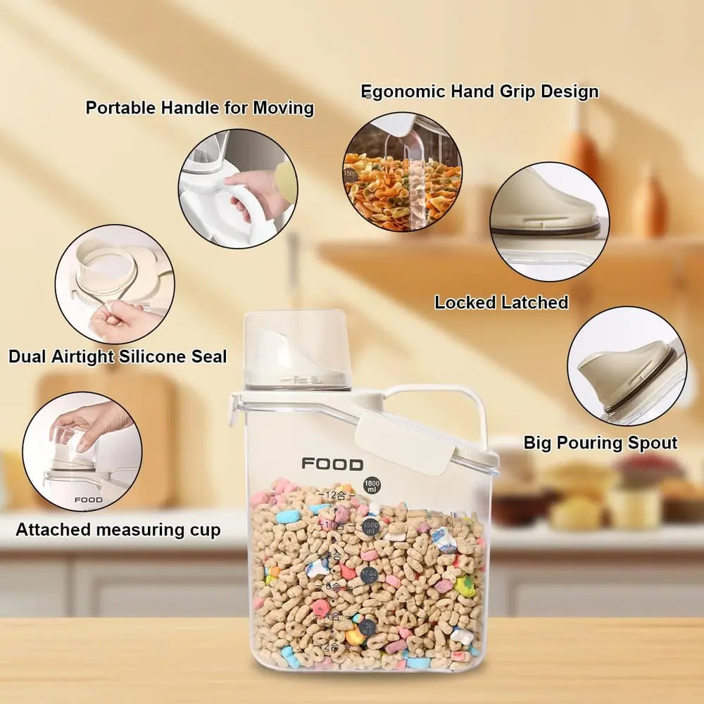 Food Storage Container Airtight Silicone Seal & Integrated Scale