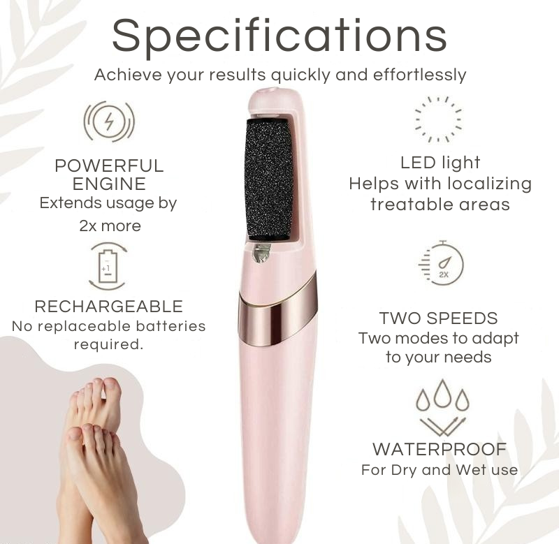 Foot Callus Remover Quartz Rollers Rechargeable Dual Heads