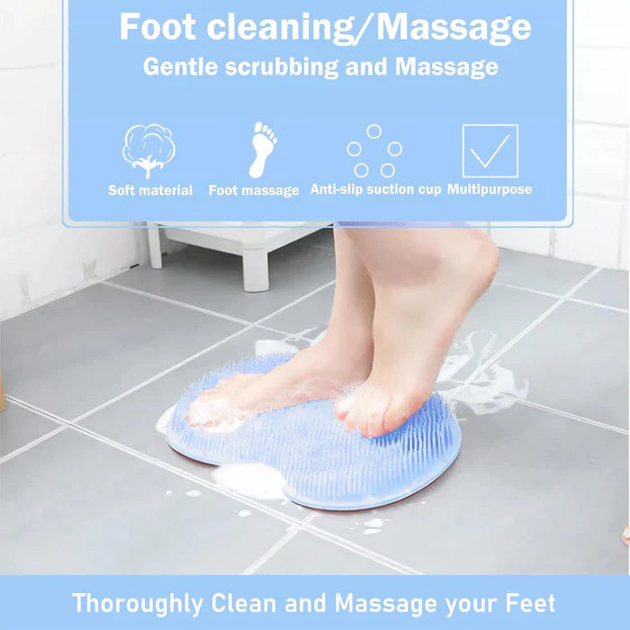 Foot Cleaning Mat Silicone Bristle Massage Suction-Cup Non-Slip