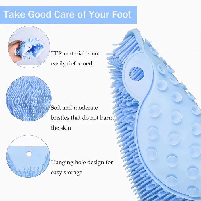Foot Cleaning Mat Silicone Bristle Massage Suction-Cup Non-Slip