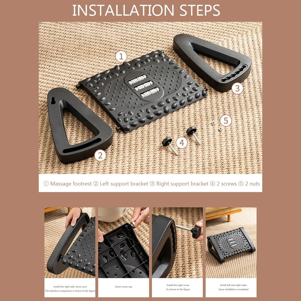 Footrest Ergonomic Rolling Massage Nodes