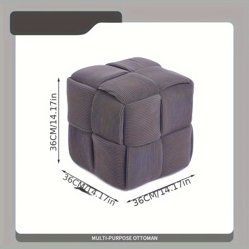 Footstool Corduroy Upholstered Foam-Filled Compact Size