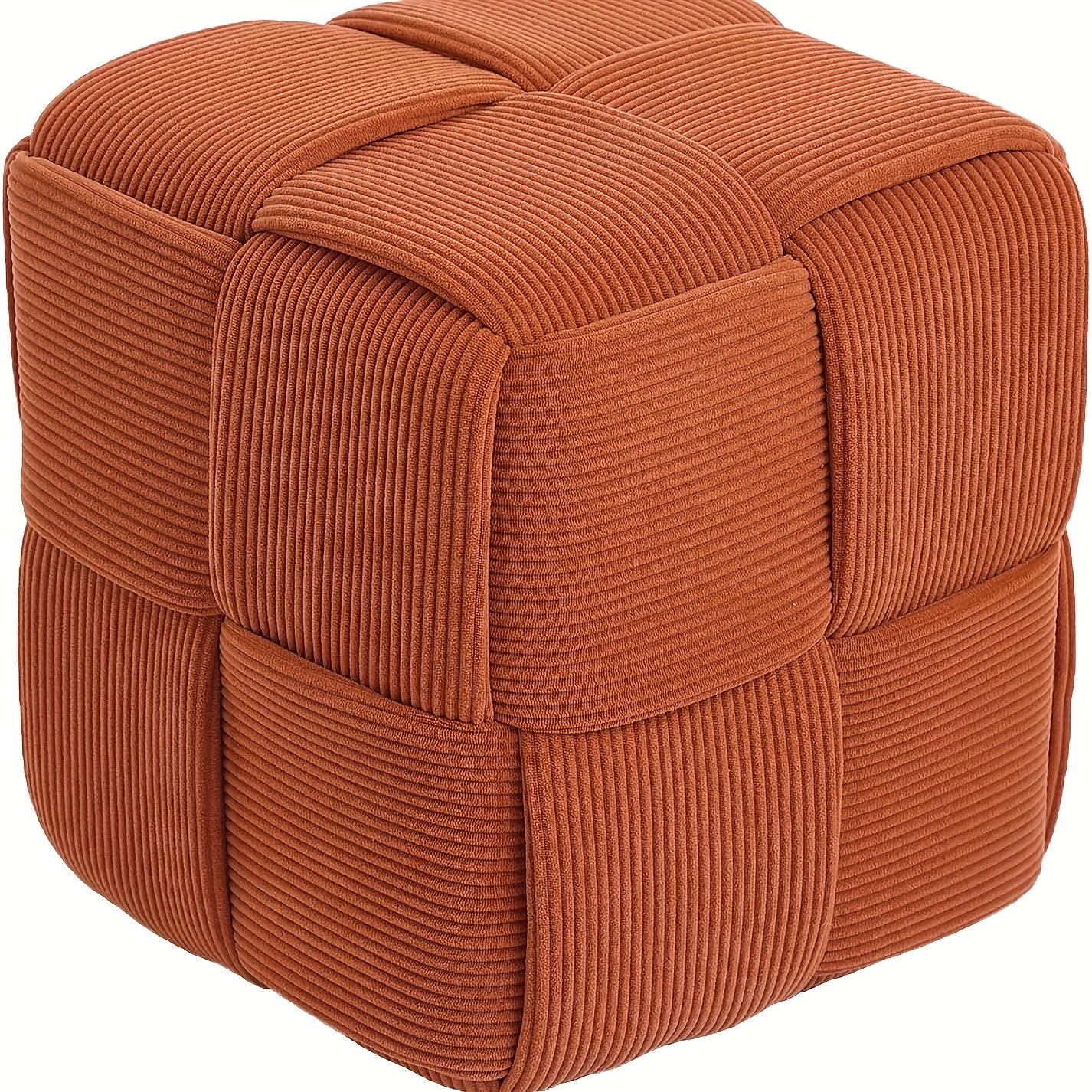 Footstool Corduroy Upholstered Foam-Filled Compact Size