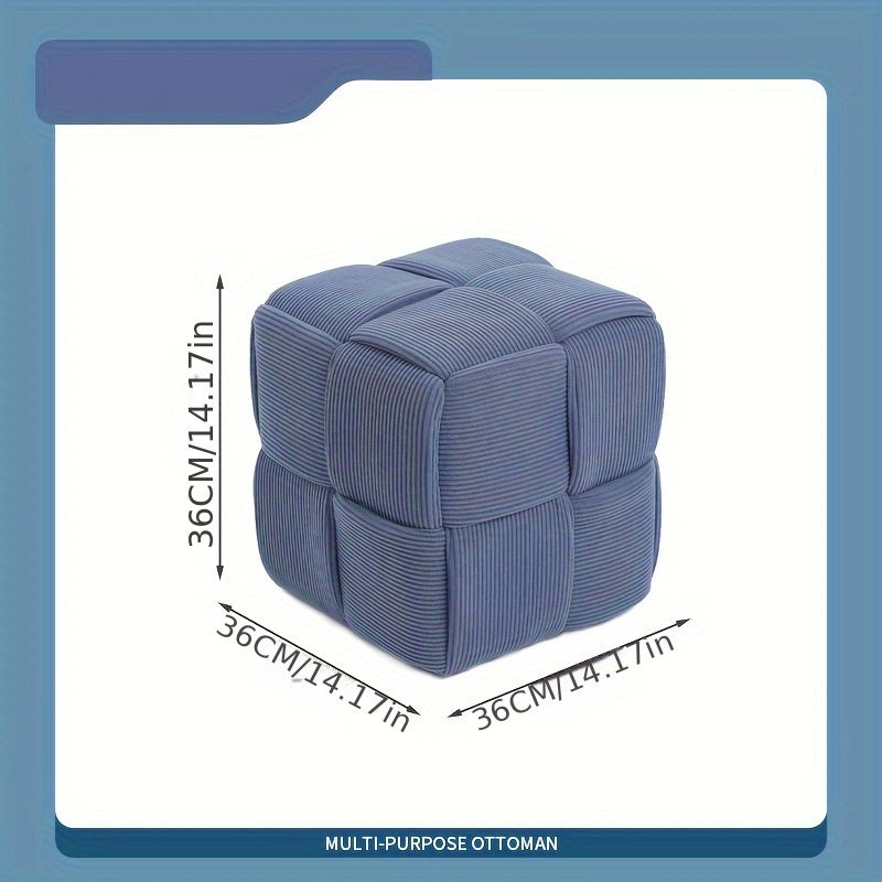 Footstool Corduroy Upholstered Foam-Filled Compact Size