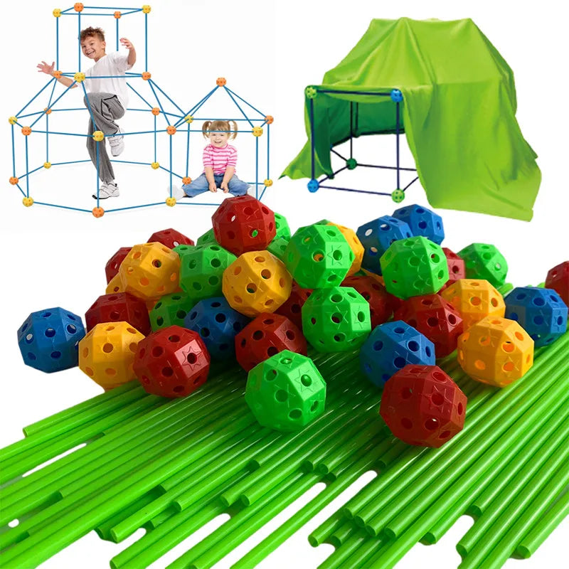 Fort Building Kit Modular Rods & Connectors Easy Assembly
