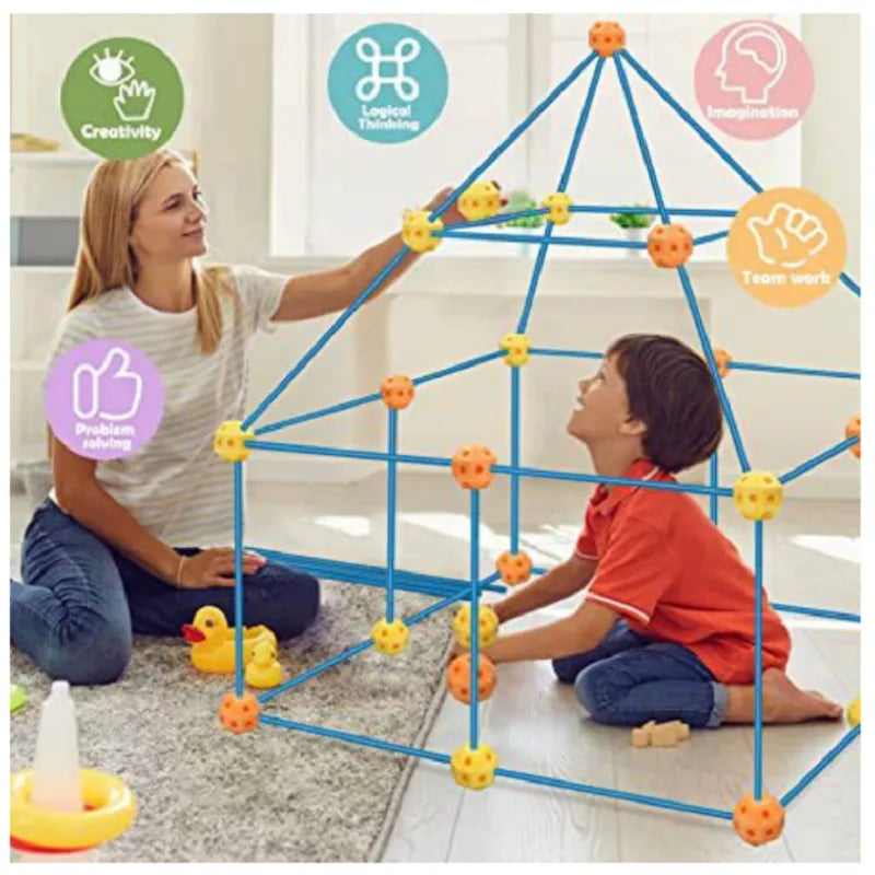 Fort Building Kit Modular Rods & Connectors Easy Assembly