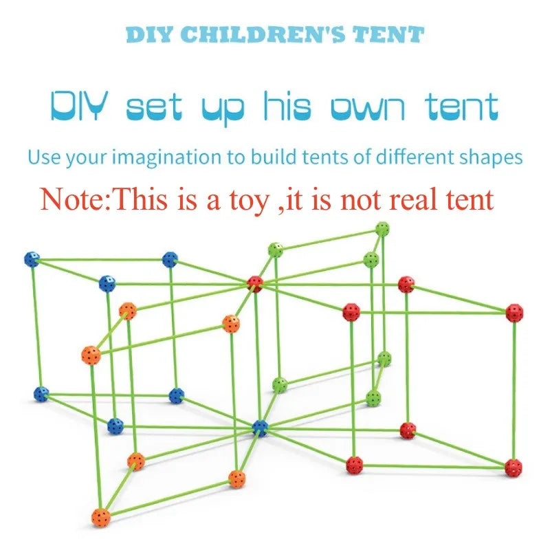 Fort Building Kit Modular Rods & Connectors Easy Assembly