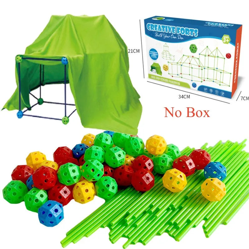 Fort Building Kit Modular Rods & Connectors Easy Assembly