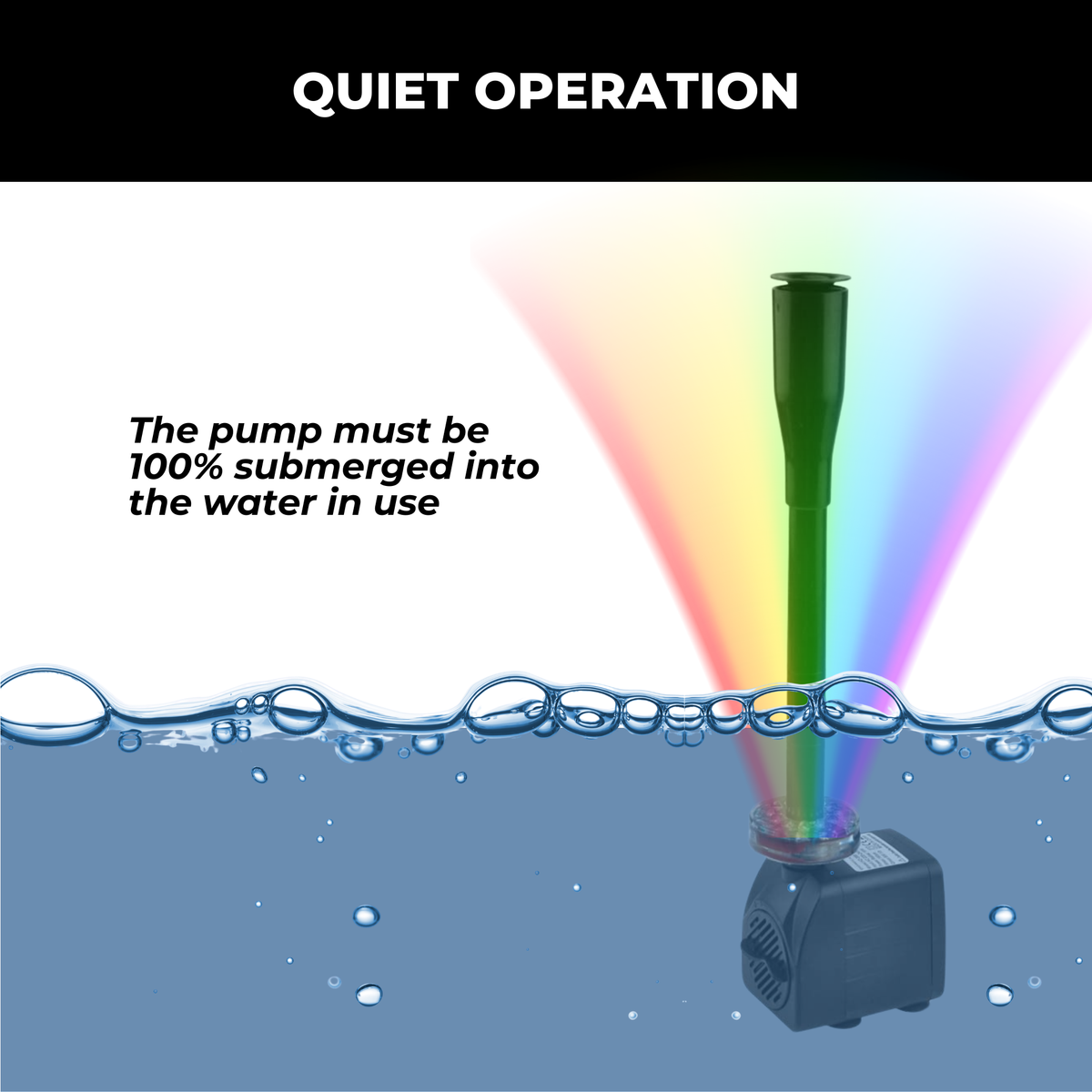 Fountain Pump 12 LED Lights Adjustable Flow Quiet Operation