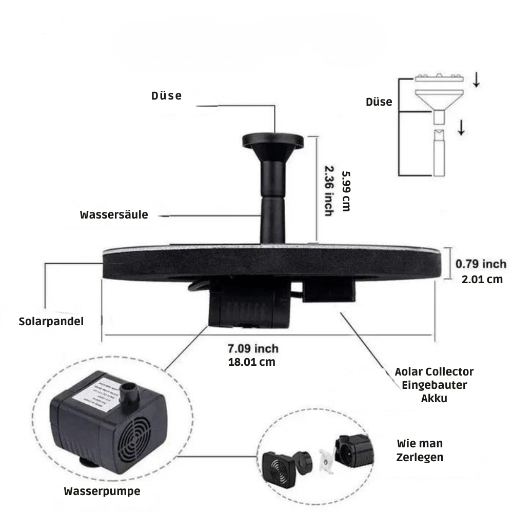 Fountain Pump Solar 8 Nozzles High Flow