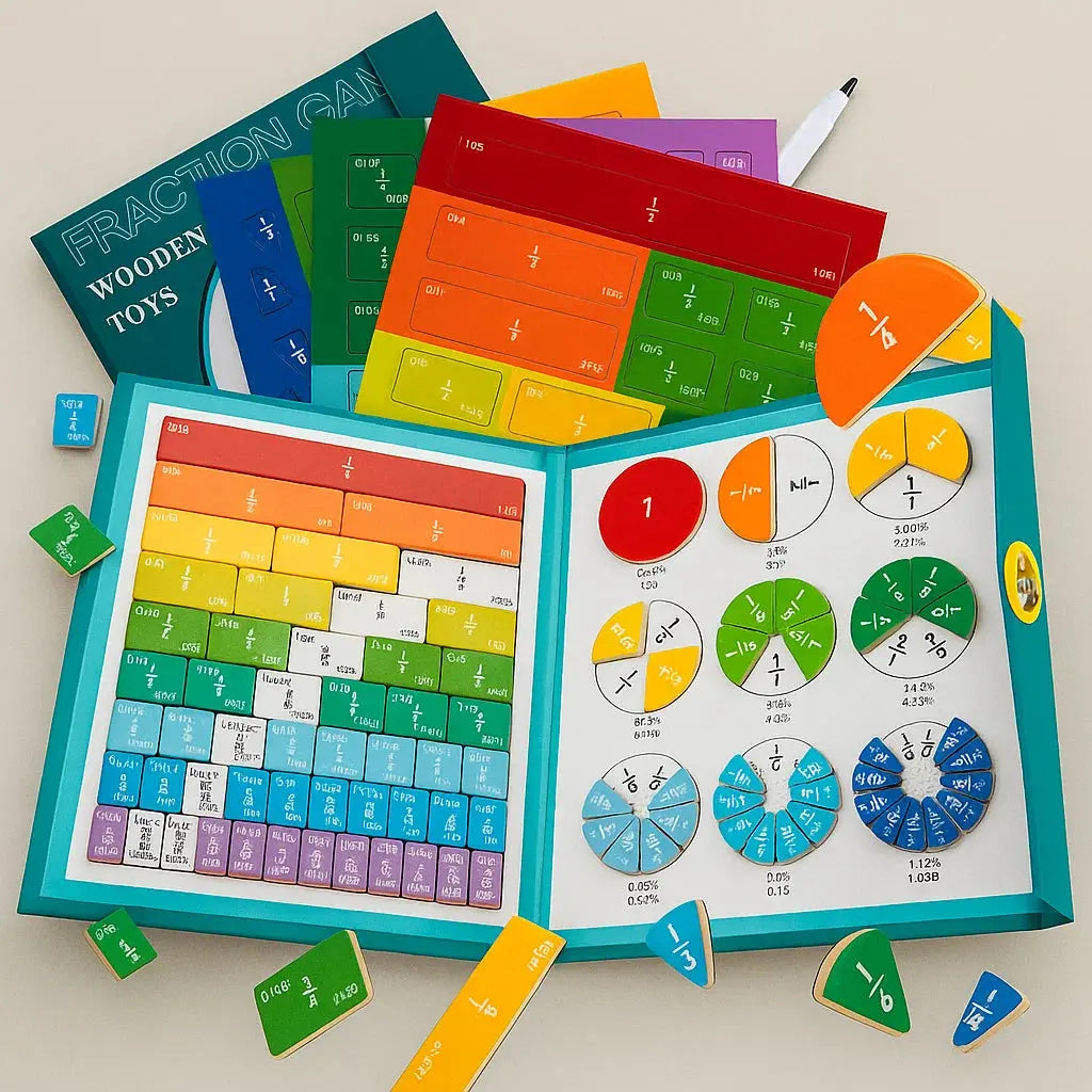 Fraction Learning Set Double Magnetic Tiles Plywood & Paper