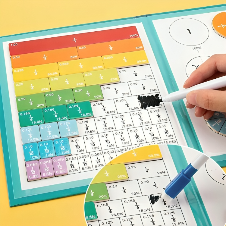 Fraction Puzzle Book Magnetic Hands-On With Pen & Paper