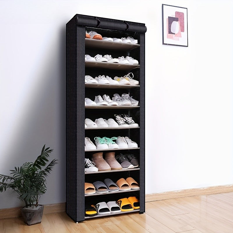 Freestanding Shoe Cabinet Tool-Free Assembly Steel Frame & Breathable Cover