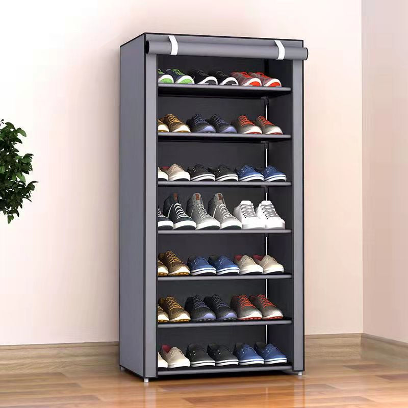 Freestanding Shoe Cabinet Tool-Free Assembly Steel Frame & Breathable Cover
