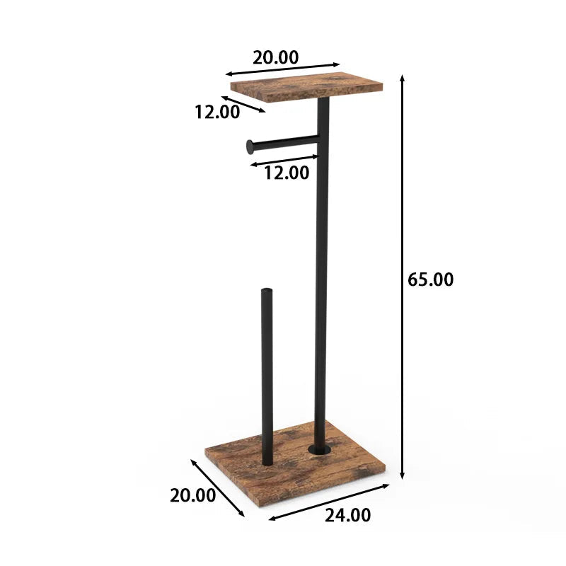 Freestanding Toilet Paper Holder Wood-Look Shelf & Weighted Base