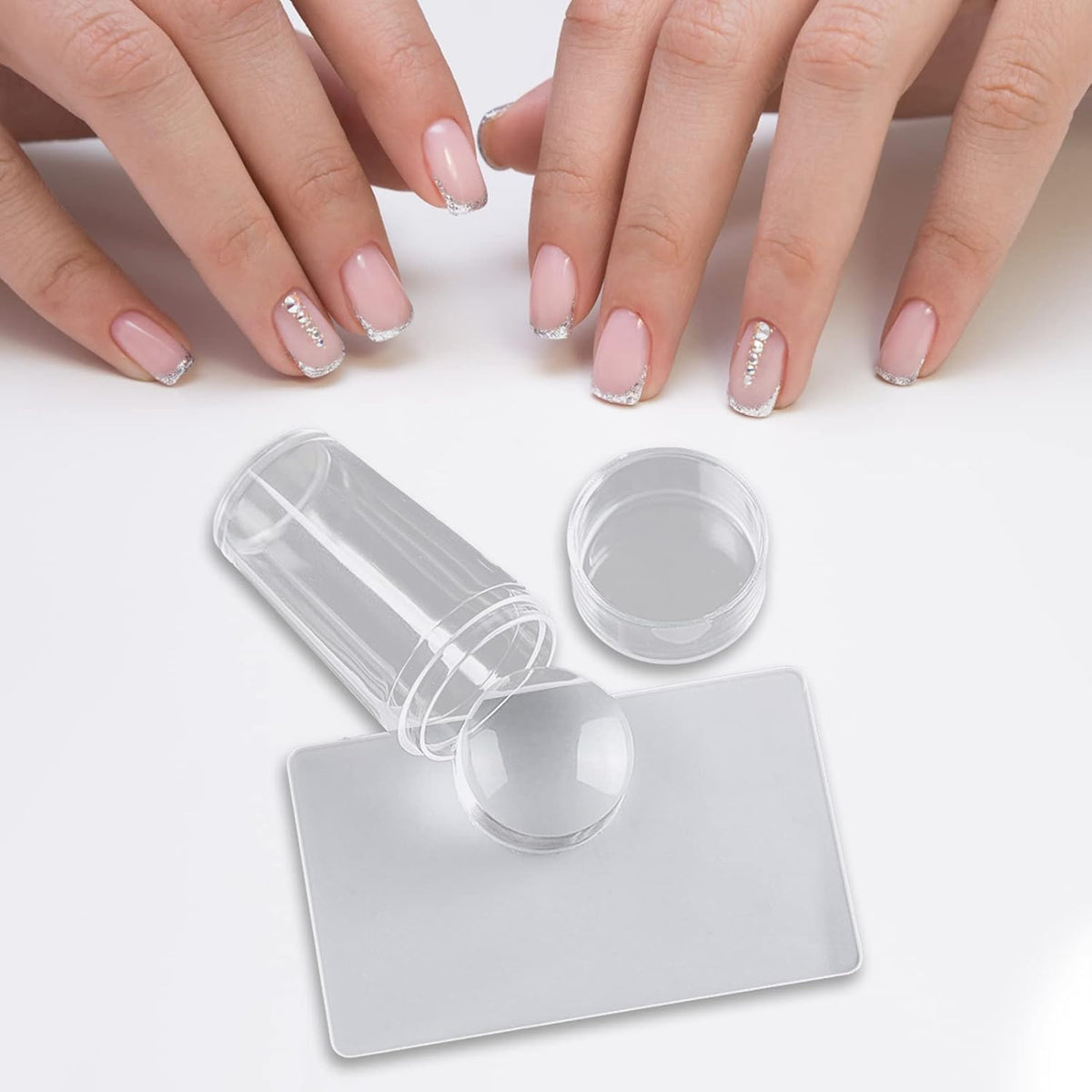French Manicure Stamp Set Soft Silicone Set of 2