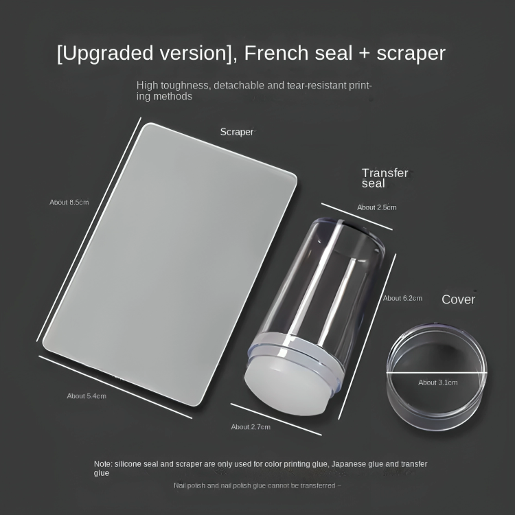 French Tip Stamper Set Soft Silicone & Scraper