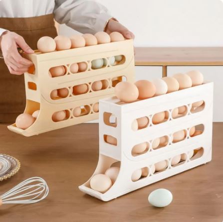 Fridge Egg Rack Automatic Slide-Forward Space-Saving 30-Egg Capacity