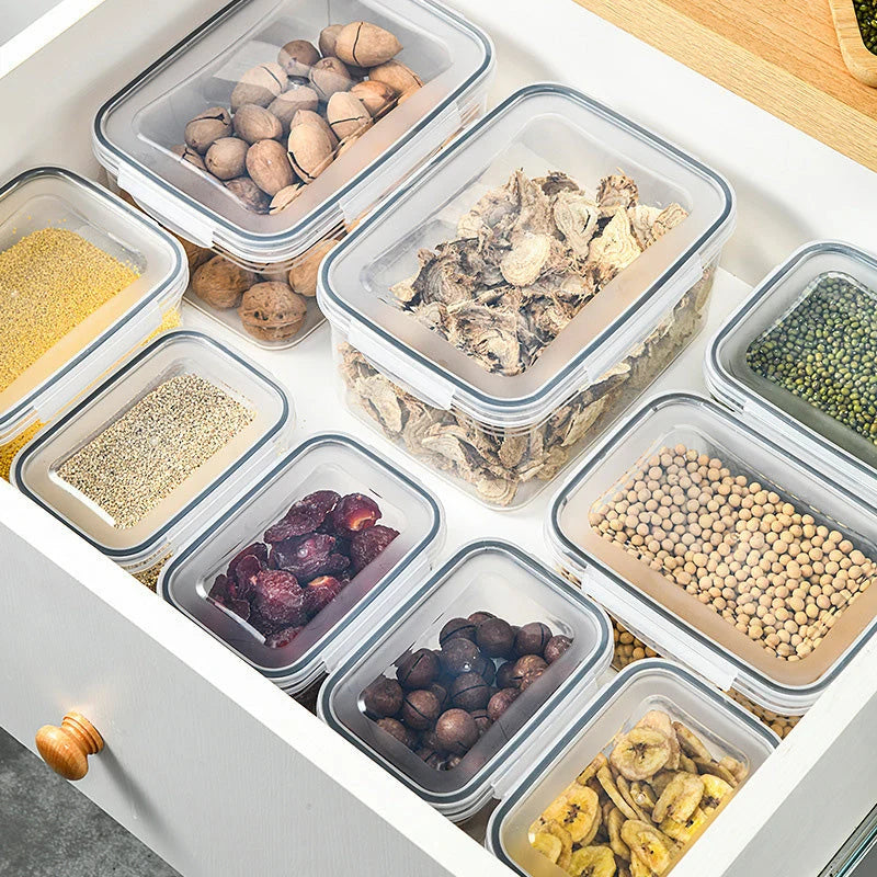 Fridge Storage Box Set Airtight Integrated Drain Stackable