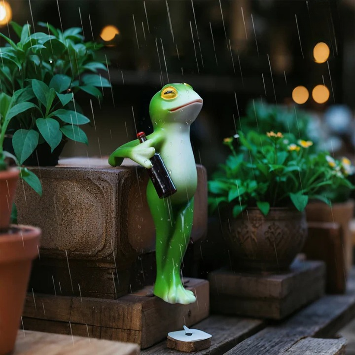 Frog Figurine Hand-Painted Weather-Resistant Resin