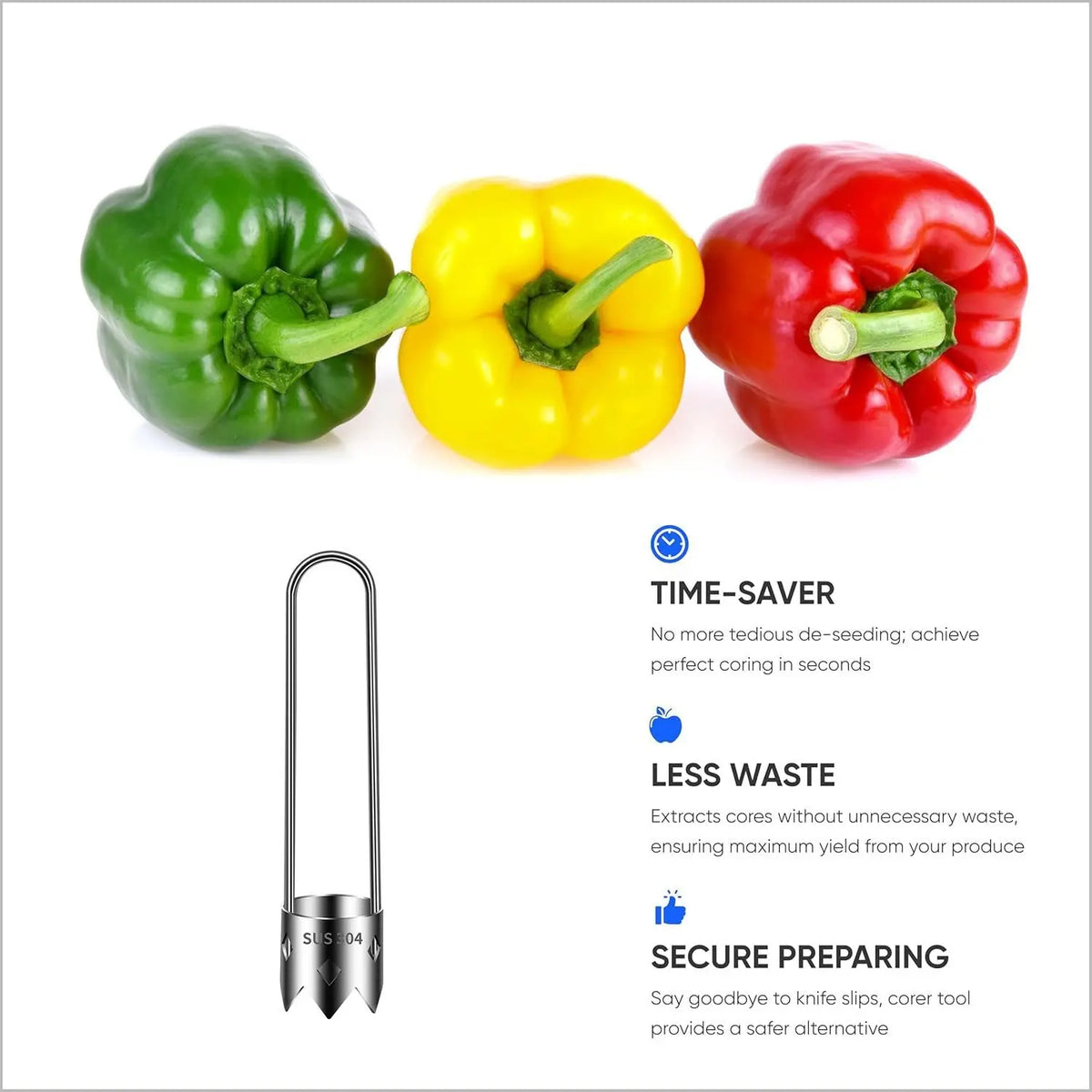 Fruit Corer 304 Stainless Steel Ergonomic Twist-Press