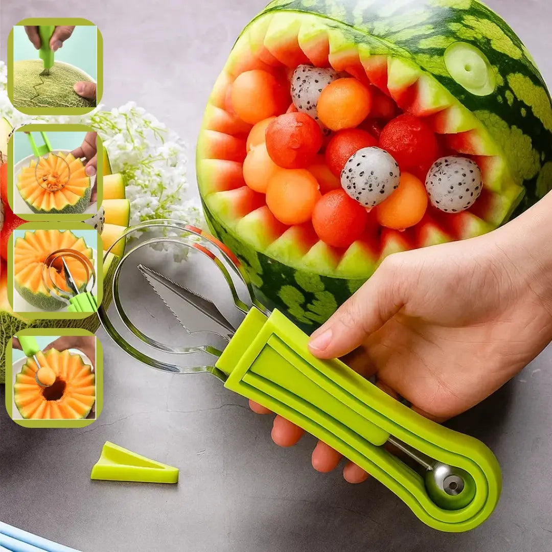 Fruit Cutter 3-in-1 Melon Baller Corer Stainless Steel Blade