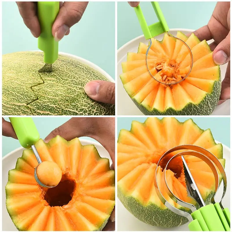 Fruit Cutter 3-in-1 Melon Baller Corer Stainless Steel Blade