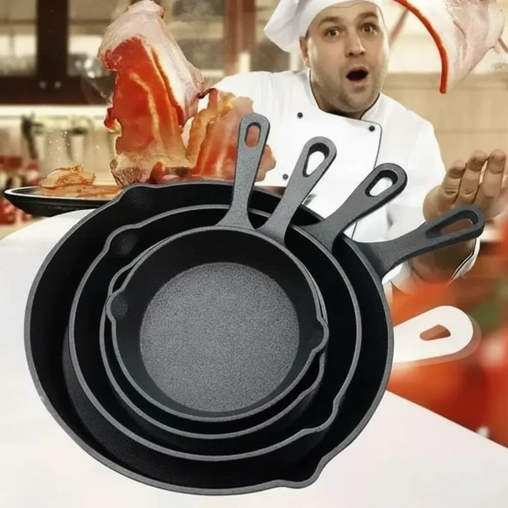 Frying Pan Set Cast Iron Non-Stick Set of 4