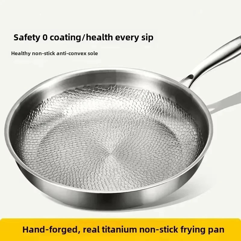 Frying Pan Titanium-Coated Nonstick Hand-Hammered Induction Compatible