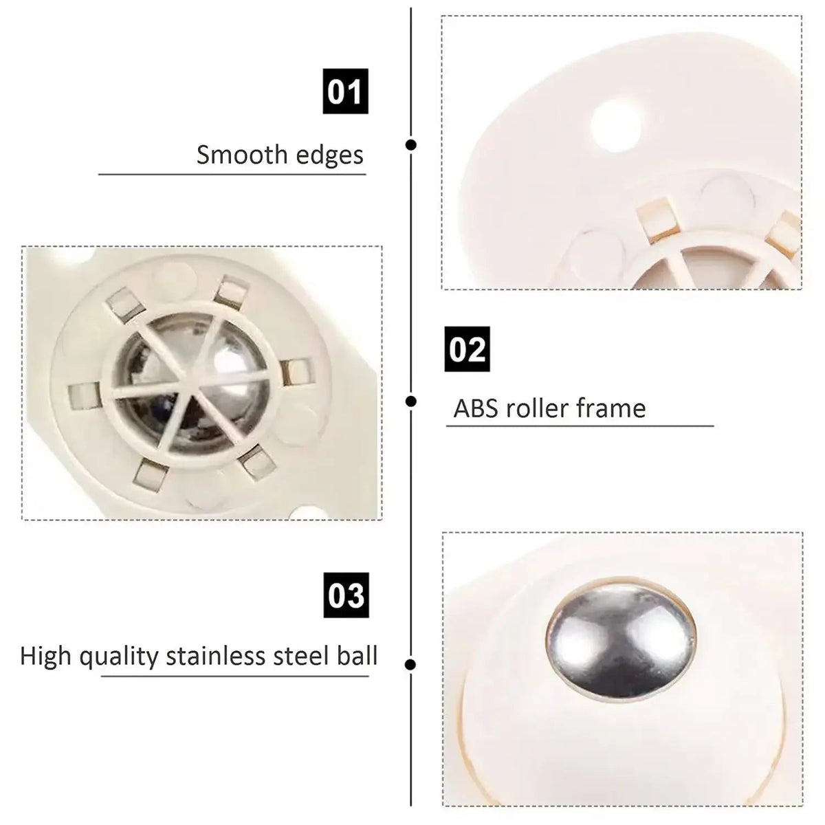 Furniture Glides 360° Stainless Steel Ball Self-Adhesive