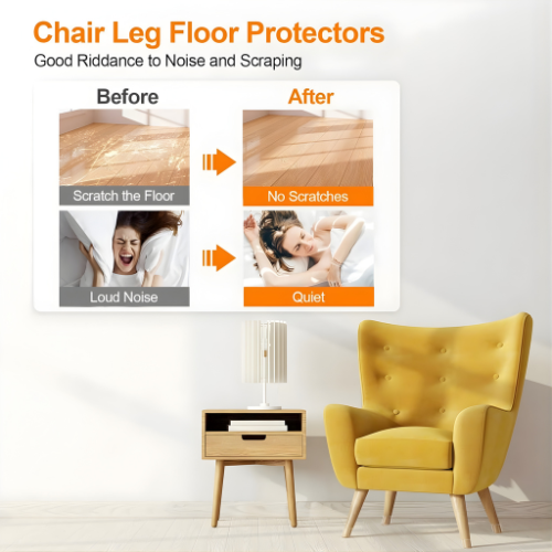Furniture Leg Protectors Clear Stretch Silicone & Felt Pads