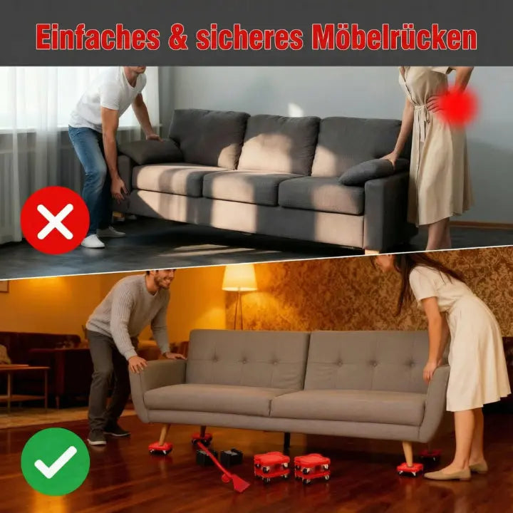 Furniture Mover Set Lever Lifter Locking Casters
