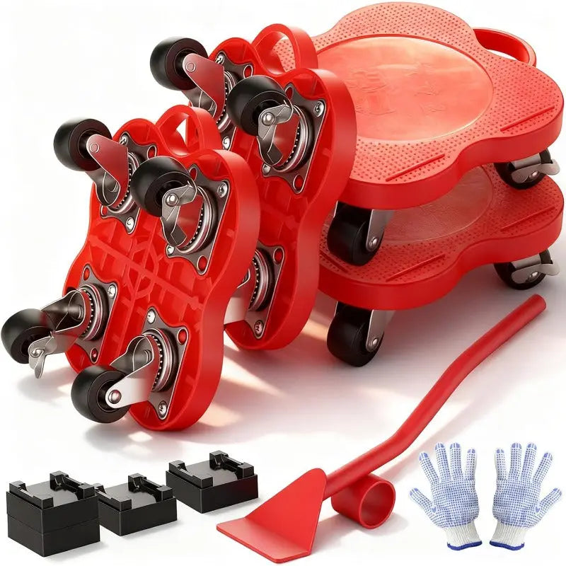 Furniture Mover Set Lever Lifter Locking Casters