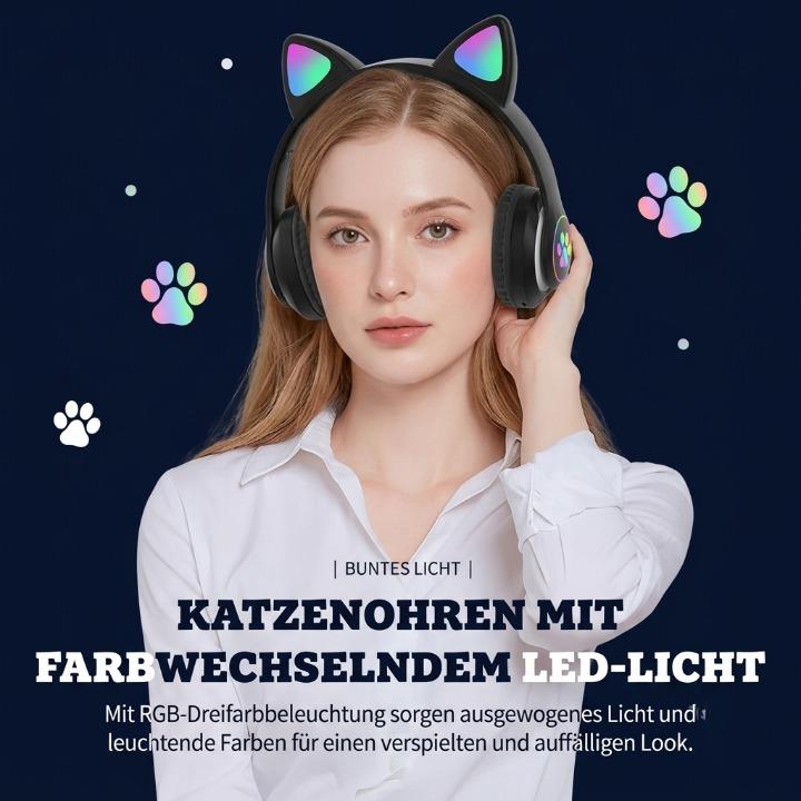 Gaming Headset Cat Ear RGB Lighting 360° Rotatable Mic