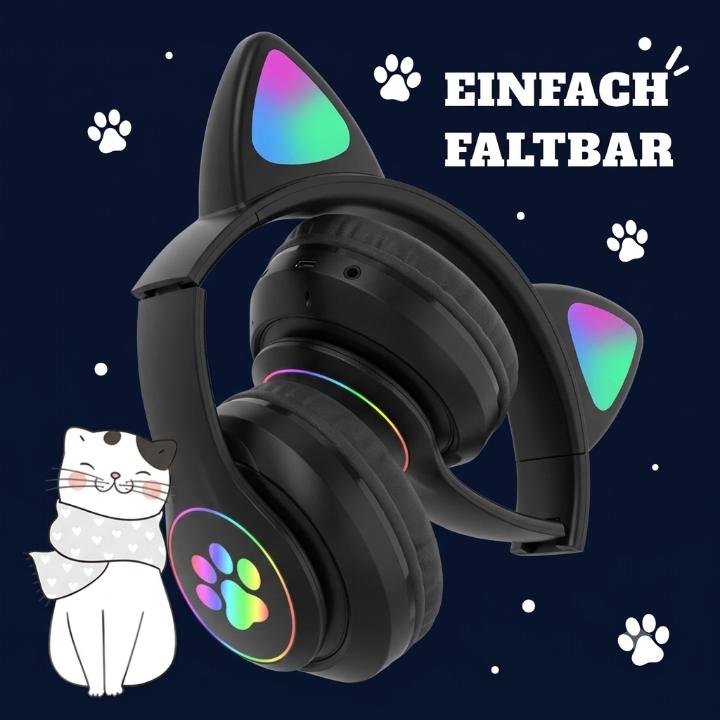 Gaming Headset Cat Ear RGB Lighting 360° Rotatable Mic