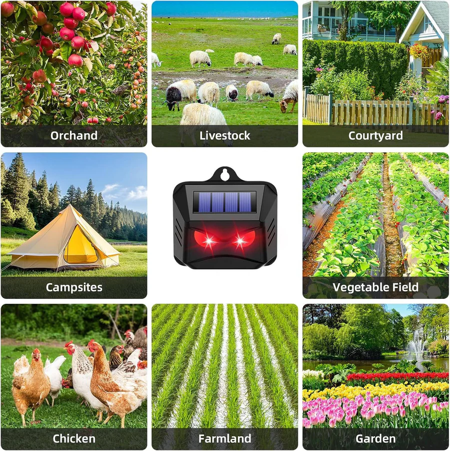 Garden Animal Repeller Solar Powered Ultrasonic Weatherproof