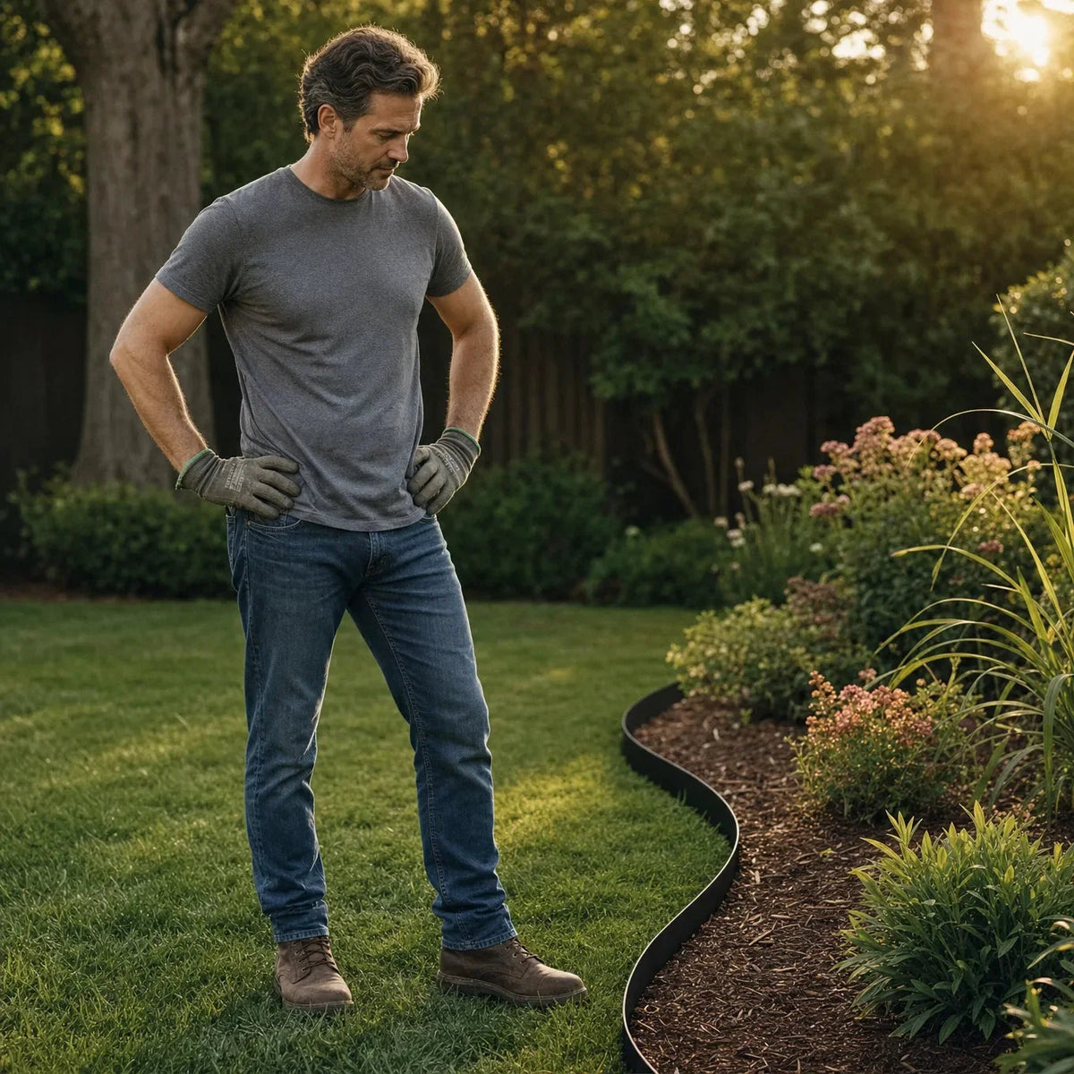 Garden Bed Edging Flexible No-Dig Includes Anchor Pins