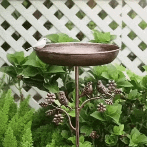 Garden Bird Bath Copper-Look Metal Weatherproof Ground Spike