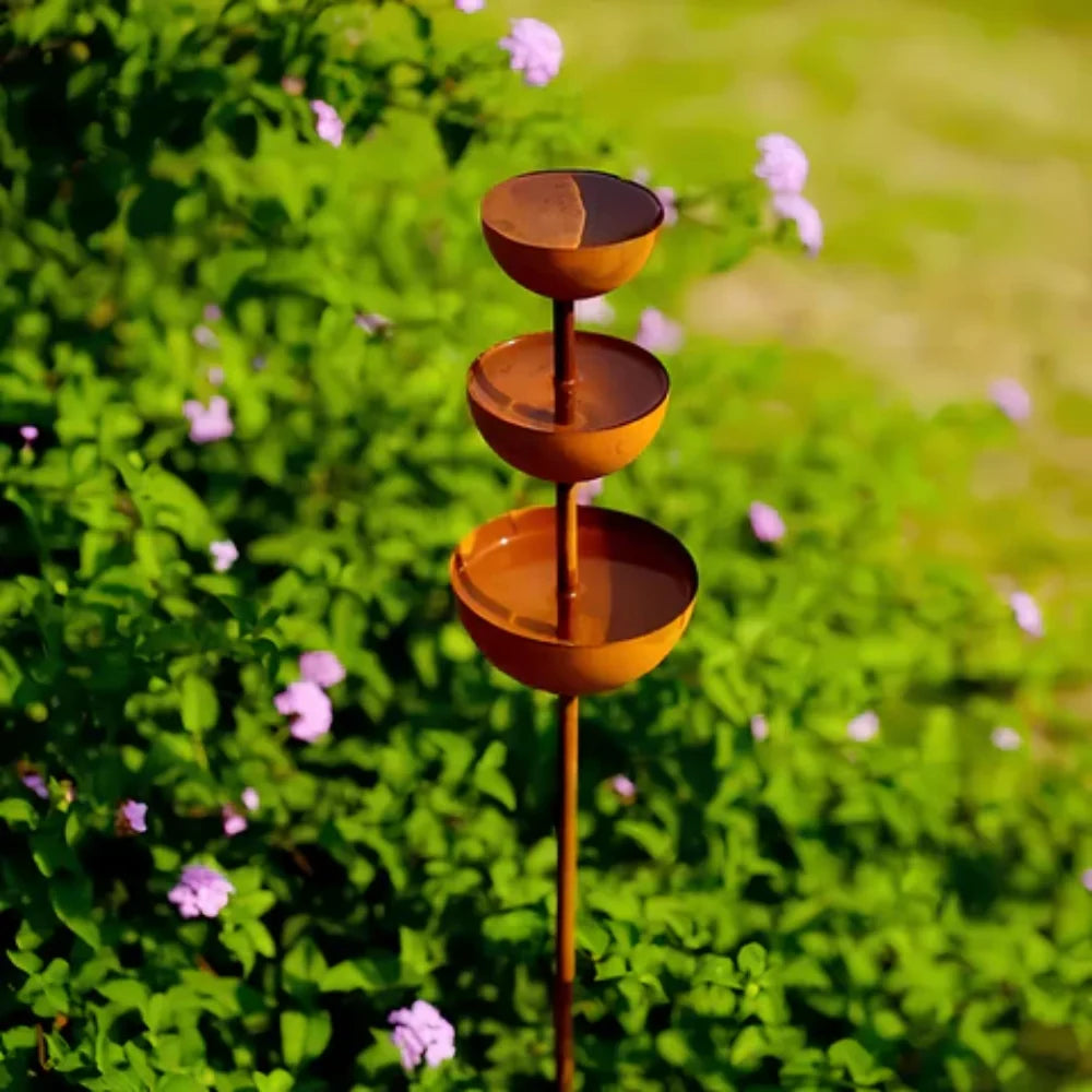 Garden Bird Bath Iron 3-Tier Freestanding