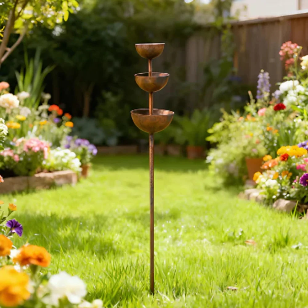 Garden Bird Bath Iron 3-Tier Freestanding