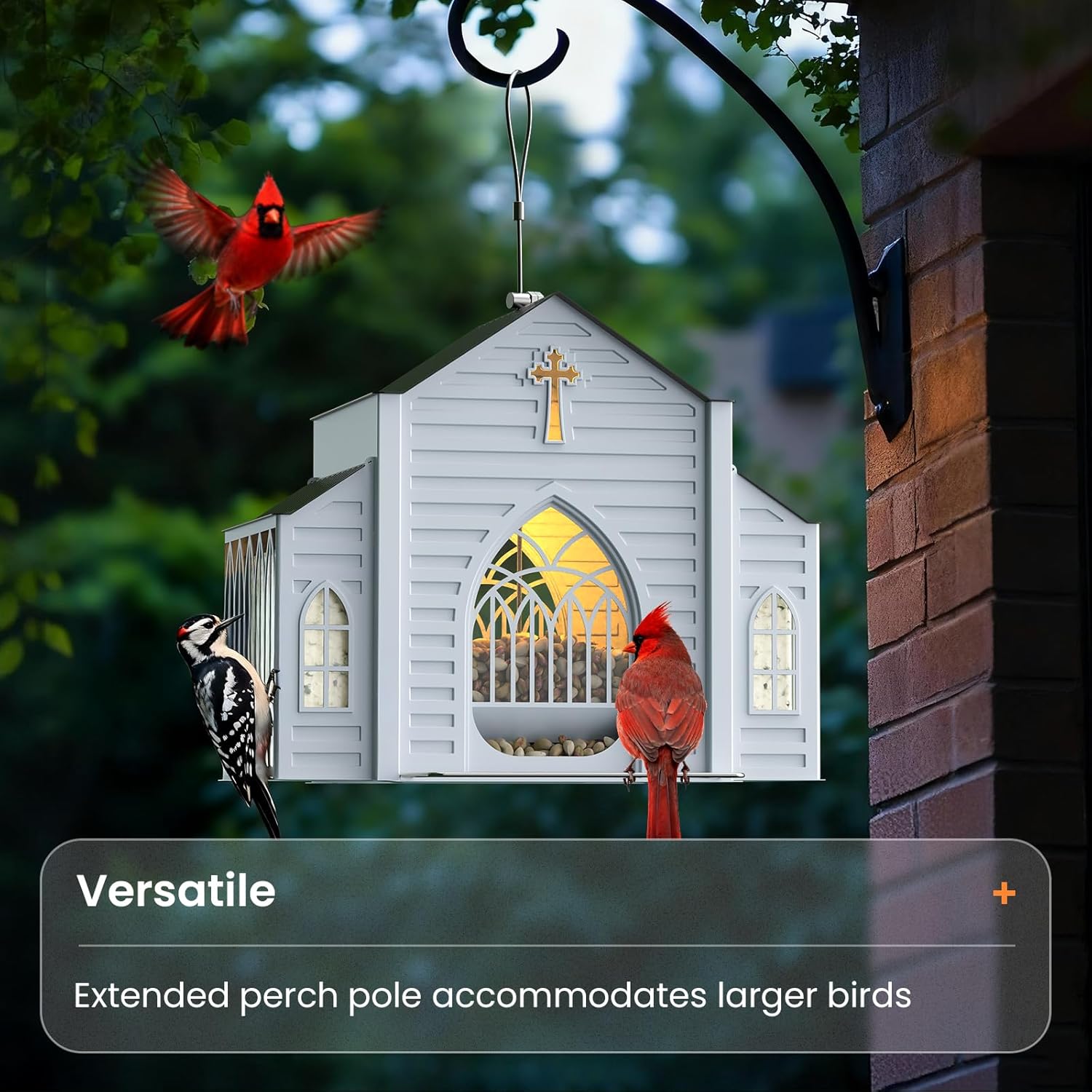 Garden Birdhouse Church Design Solar LED Weatherproof Metal