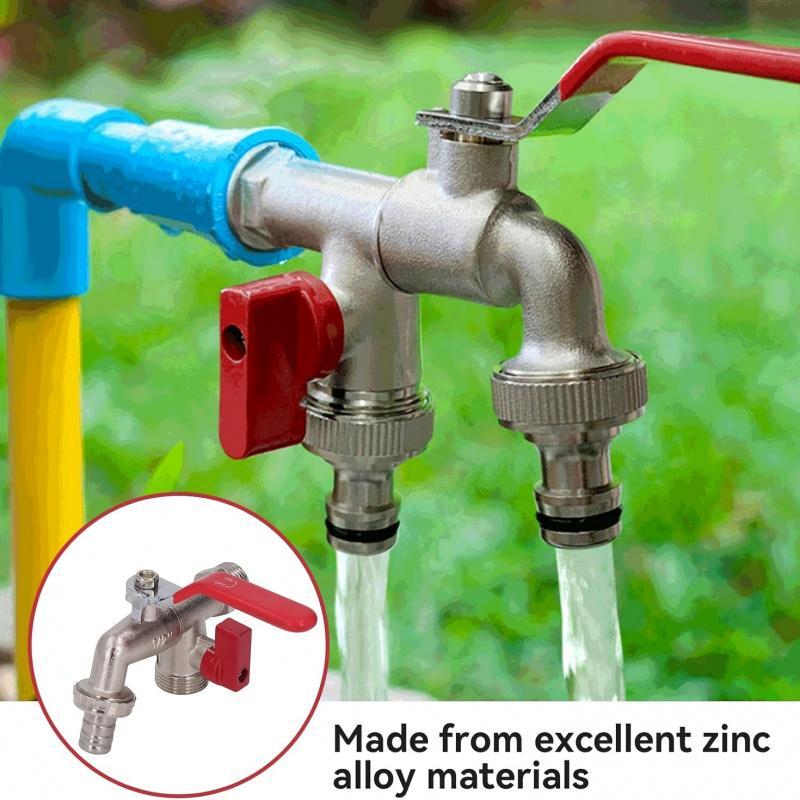 Garden Faucet Dual Outlet Independent Valves Stainless Steel