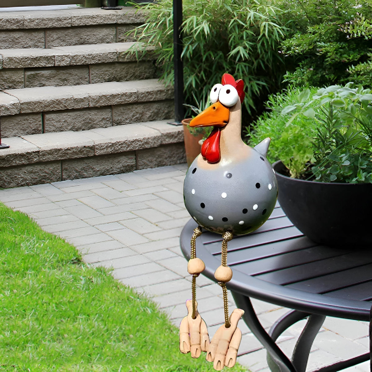 Garden Figure Weatherproof Resin Movable Wooden Legs
