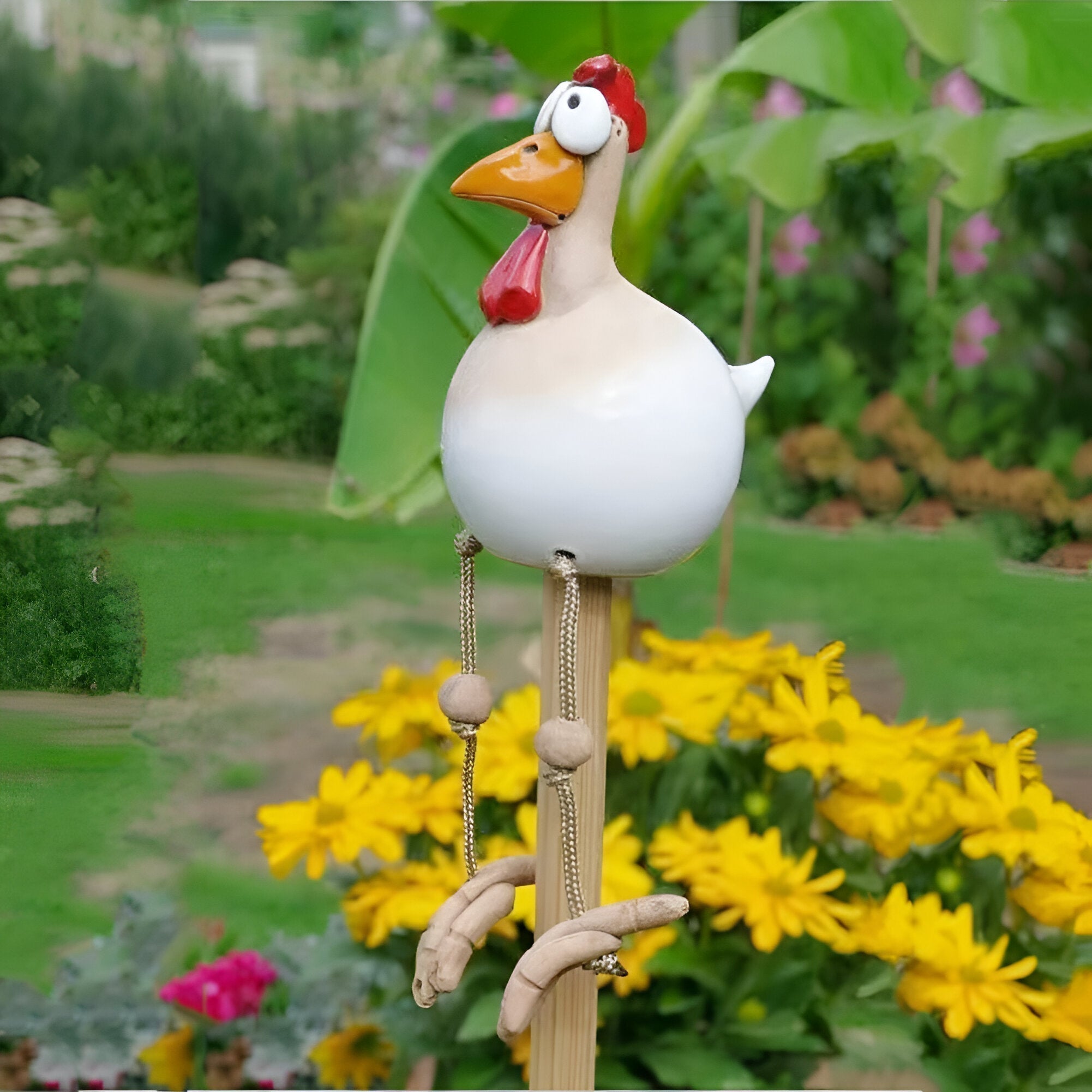 Garden Figure Weatherproof Resin Movable Wooden Legs