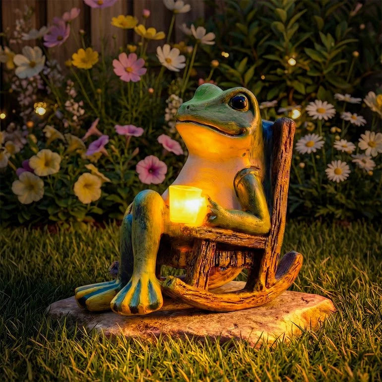 Garden Figurine Frog Solar Warm White LED